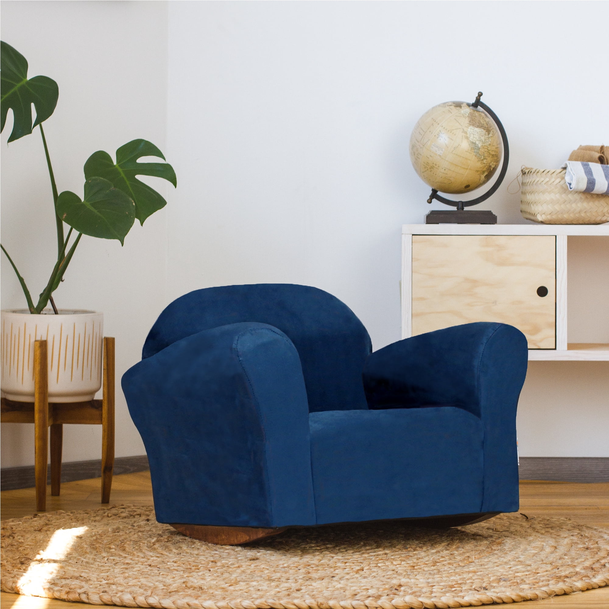 Keet Bubble Rocking Children's Solid Print Fabric, Foam, Wood Indoor Chair Denim
