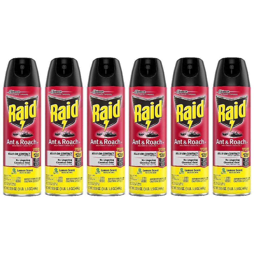 Raid Ant and Roach Killer Lemon Scent 17.5 oz, 6 Pack
