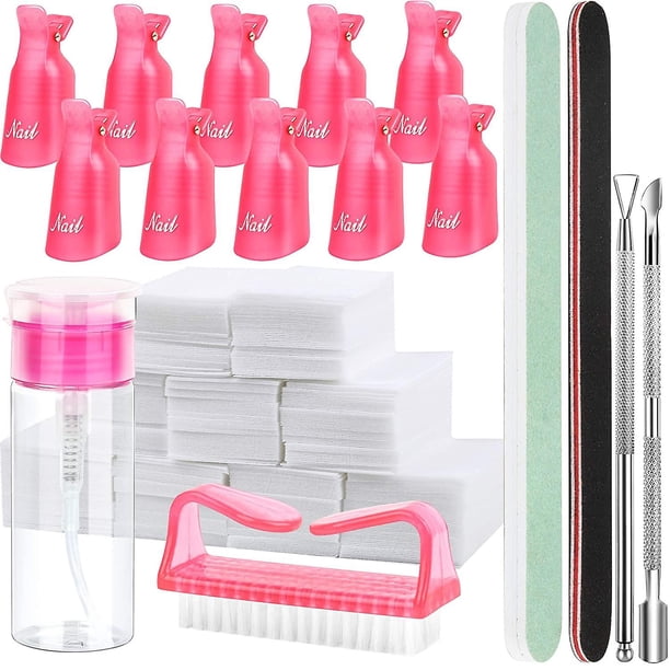 Kit de herramientas para remover uñas, removedor de uñas de 100ml, removedor de esmalte de uñas, almohadilla de algodón para remover uñas 500, cepillo de uñas, pujador de cutículas Afortunado Sencillez