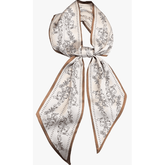 2PackFashion Silky Satin Headscarf, Long Thin Hair & Neck Scarf for Women Handbag Decor