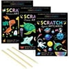 3 Set Magic Scratch Paper Art, Colorful Magic Drawing Art Book with 3 Scratch Pen for Birthday Halloween Christmas Party Games Projects Kits(Dinosaurs/Underwater World/Spaceman) OPUHOHR(A)