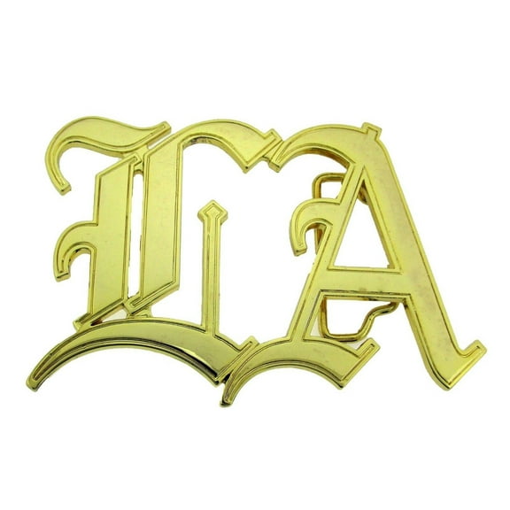 LA Initials Old English Los Angeles City California USA Belt Buckle Gold Die-Cut Finished