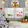 thumbnail image 6 of 2 Pack Valances for Windows, Yellow Sunflowers Yak Window Valances for Living Room/Bedroom/Bathroom, Black White Checkered Pastoral Buffalo Light Filtering Kitchen Curtain Valance 54"W x18" L, 6 of 9