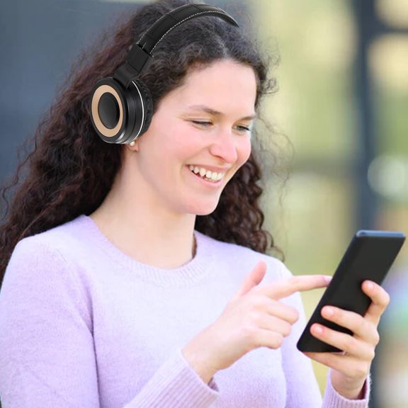 QTOCIO Bluetooth Headphones, Over Ear Bluetooth Headphones Wireless Headset With Built In Mic Soft Earmuffs Retractable Holder Support Connecting Audio Cable & Card