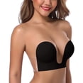 thumbnail image 2 of Women's Deep Plunge Strapless Backless Sticky Underwire Push Up Adhesive Bra, 2 of 7