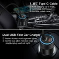thumbnail image 3 of FiveBox 60W USB C Car Charger Cigarette Lighter Adapter with 3.3 ft Cable, Black, 3 of 7