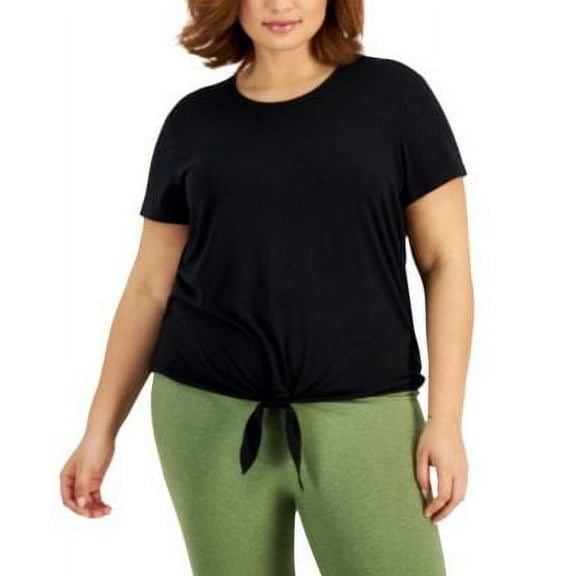 ID Ideology Plus Size Tie Front T-Shirt Deep Black 2X