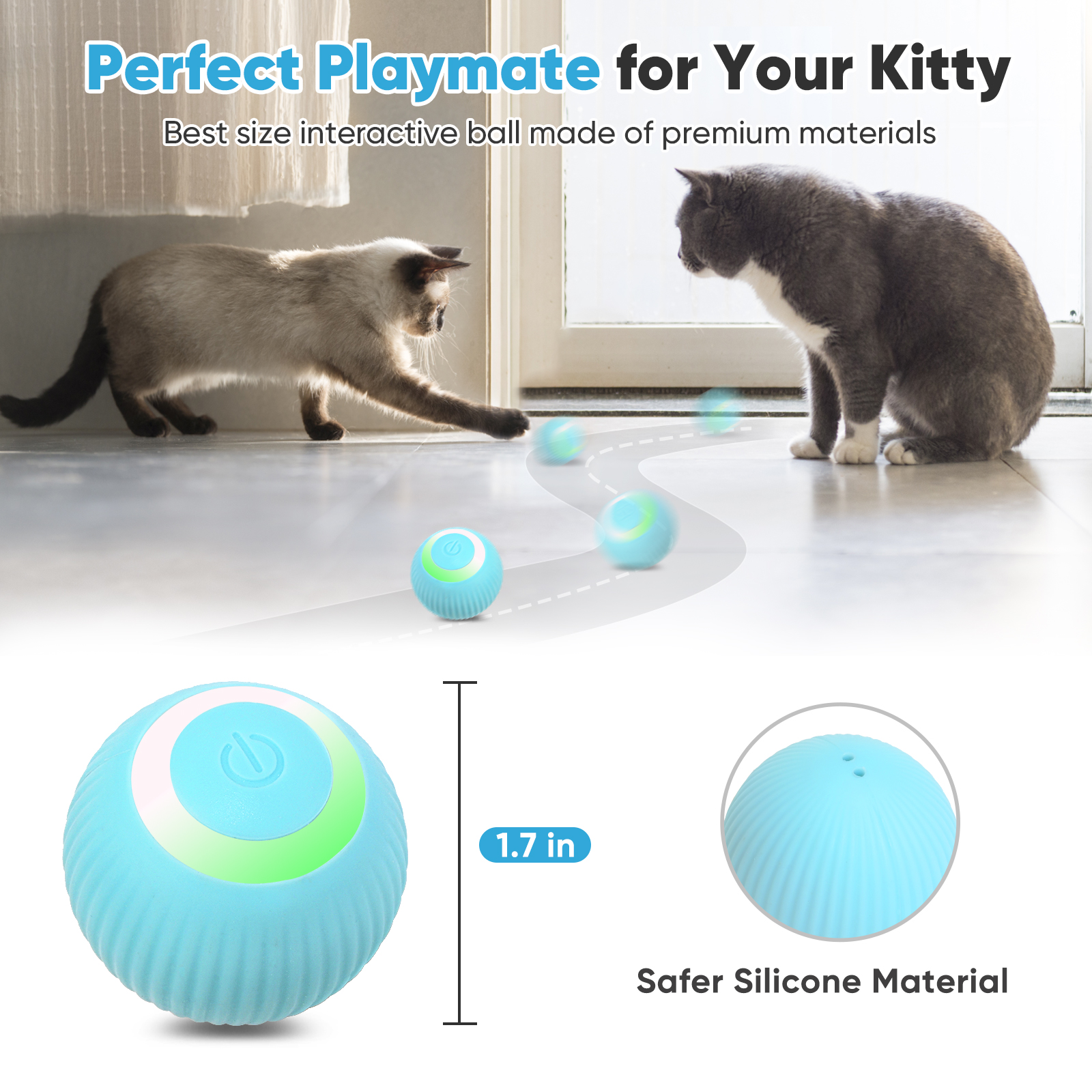 Petbobi Interactive Automatic Rolling Cat Ball Toy photo 6