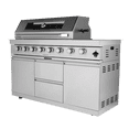 thumbnail image 5 of 96-Inch 6-Burner 85000 BTU Deluxe Stainless Steel Gas Outdoor Kitchen Bar Barbecue Island Grill  + Wine Cooler Compact Refrigerator + Rotisserie + Granite Countertops + Storage Cabinets & Drawers, 5 of 31