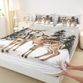 thumbnail image 3 of Manfei Wild Deer Full Size Sheets,Cute Xmas Reindeer Bed Sheets,Brown White Green Sheet Sets For Boys Kids,Ultra Soft Home Decor,4pcs, 3 of 7