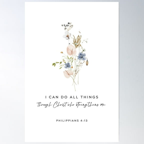 I Can Do Bible Verse Philippians 4:13 Poster Wall Art, Modern Wall Decor For Living Room Bedroom, 12x18 UNFRAMED