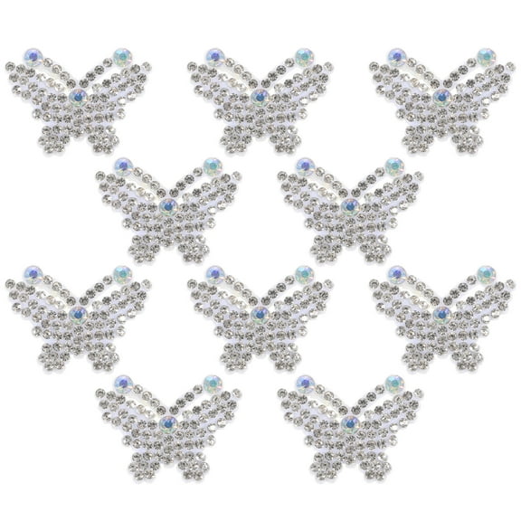 HONMEET Sequin Embroidered Patches Butterfly White 10Pcs 1.2X0.9X0.1In