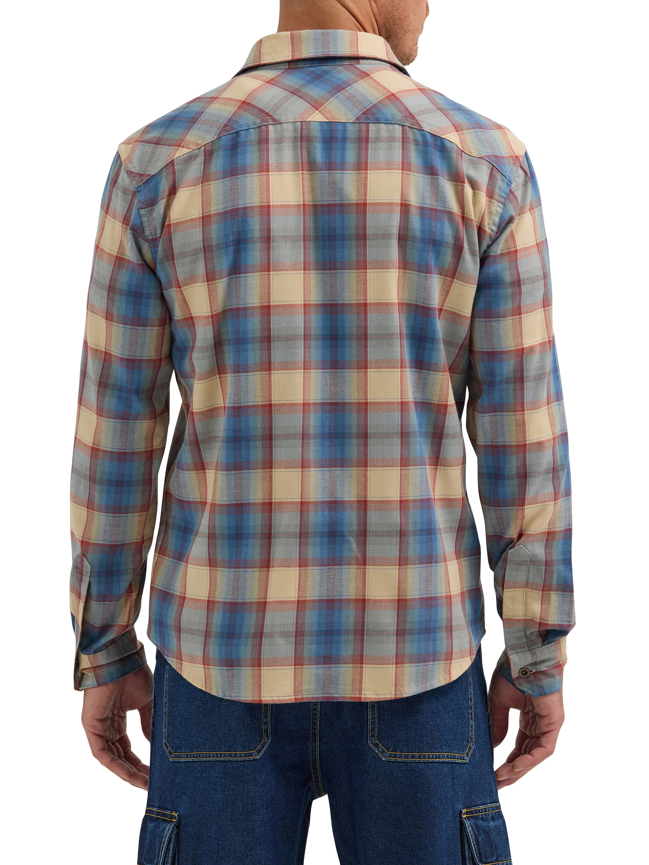 Wrangler® Men's Slim Fit Long Sleeve Woven Twill Shirt with Sunglasses Cleaner, Sizes S-5XL