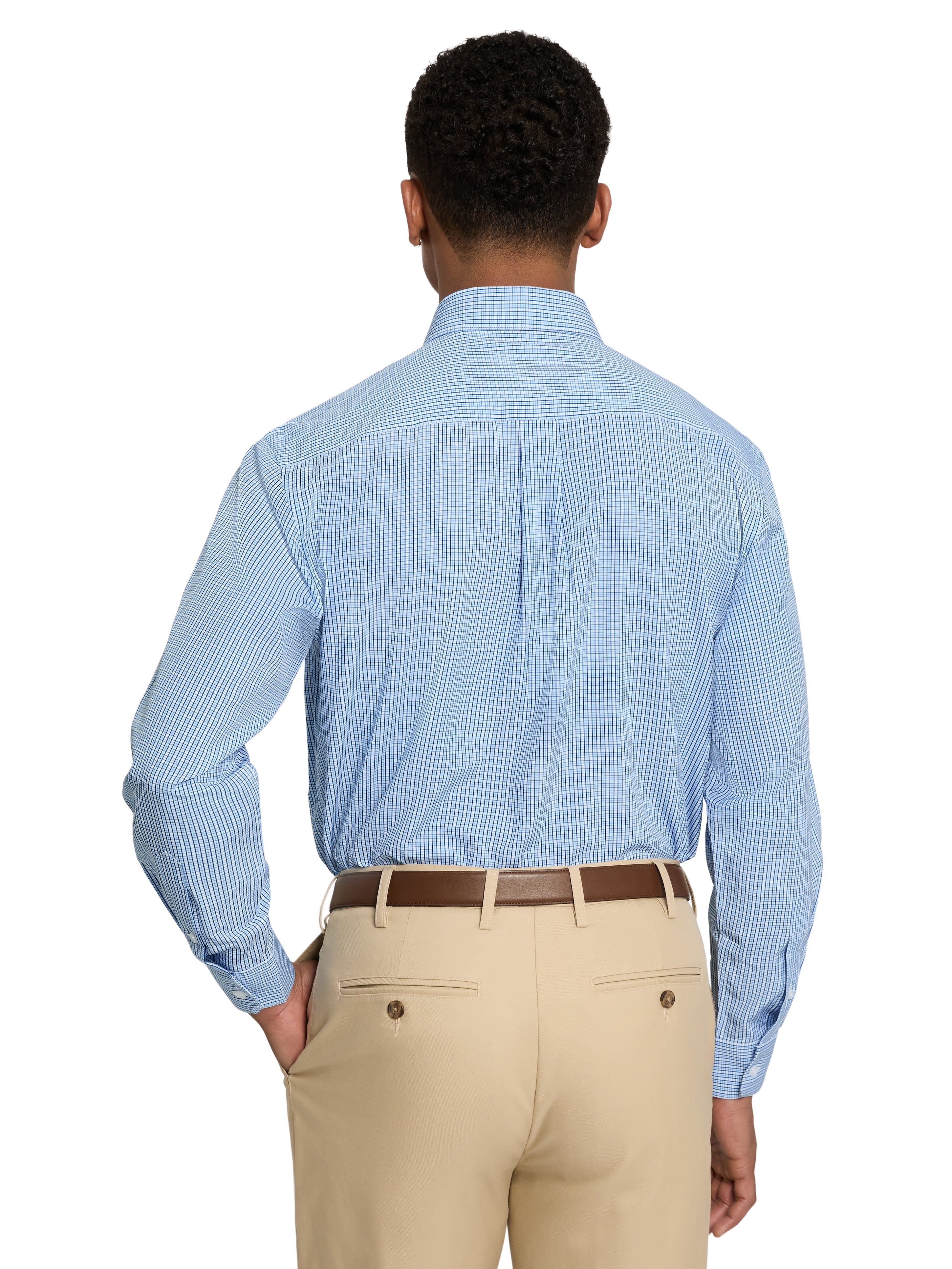 Chaps Men's Long Sleeve Stretch Dress Shirt, Navy, Sizes 14x32-17x34