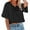Black, variant on Dellytop Women Half Sleeve Drop Shoulder V Neck Basic Crop Tops