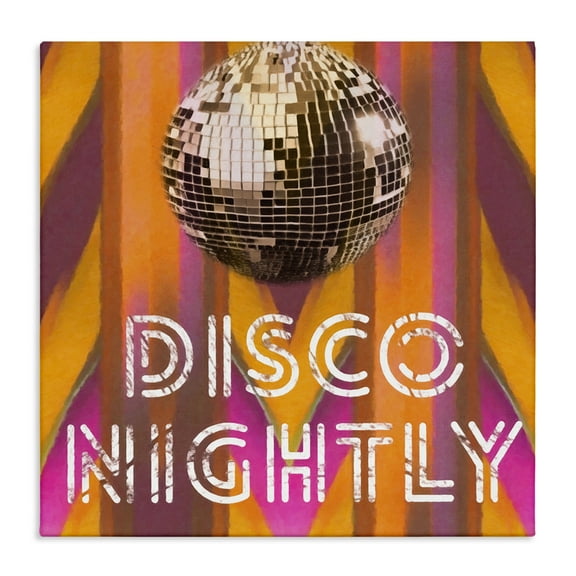 Stupell Industries Disco Nightly Retro Phrase Entertainment Painting Wrapped Canvas Art Print Wall Art, 17 x 17