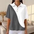 thumbnail image 5 of Women's Waffle Knit Polo Shirt Color Block Striped Collared Short Sleeve Relaxed Fit Casual Daily Office Summer Tops 2026, S, 5 of 8