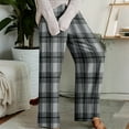 thumbnail image 2 of WTOBBY Women's Plaid Print Drawstring Elastic Waist Comfortable Straight Leg Loose Pajama Pants for Casual Sleepwear and Home Lounging,Gray XL, 2 of 4