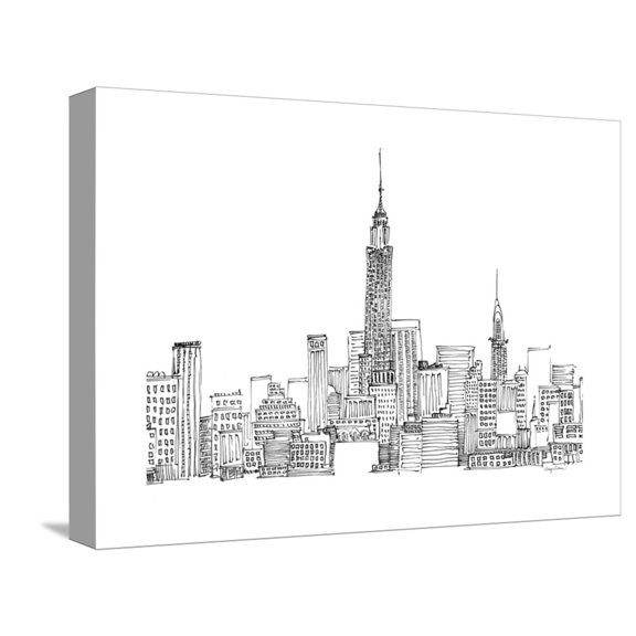 Art.com New York Skyline Crop Stretched Canvas Print Wall Art by Avery Tillmon, 16" x 12"