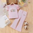 thumbnail image 2 of HCNTES Little Girls Spring Summer Clothes 2 Piece Outfit Set Girl School Pants and Girl School Shirts Suit Kids Girl Clothing Set 3T 4T 5T 6T 7T(H03-Red,5-6 Years), 2 of 4
