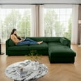 thumbnail image 6 of Gewnee Elegant 109" Deep Seat Green Chenille Sofa with Hidden Storage Seat and 1 Ottoman,Cylindrical Backrest and Armrests, Contemporary 3-Seater Couch For Compartment, 6 of 20