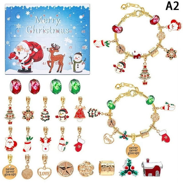 24 Countdown Calendar Advent Surprise Blind Box Set Christmas Charms Bracelet Se