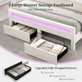 thumbnail image 4 of SIBEDS Bed Frame with Bookcase Storage Headboard and 2 Drawers Linen Cream Upholstered Tufted Wingback Beds, Queen, 4 of 9