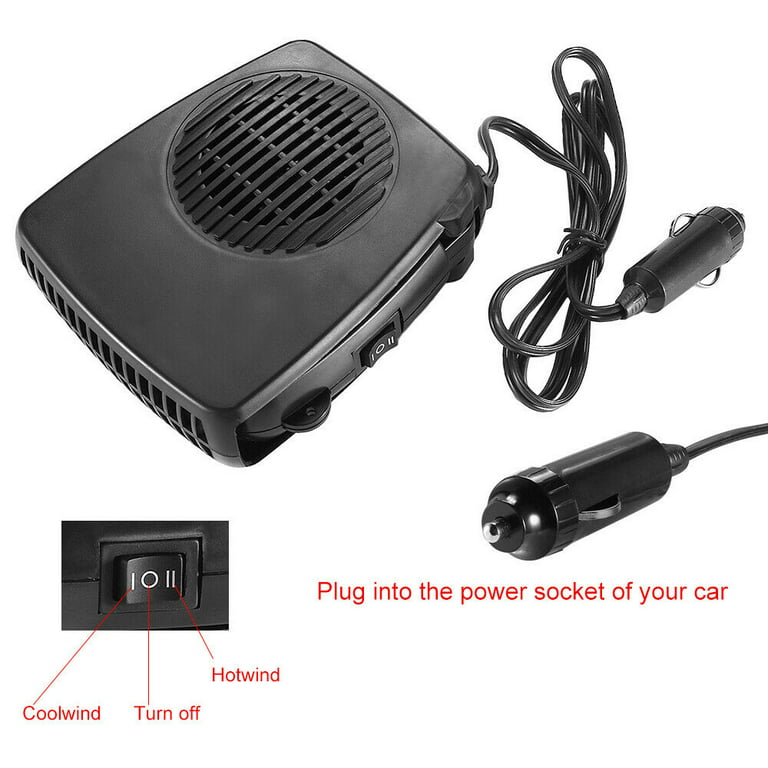 12V Black Plastic Interior Custom Window Defroster Heater Fan