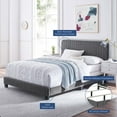 thumbnail image 3 of Tufted Platform Bed Frame, Queen Size, Velvet, Grey Gray, Modern Contemporary Urban Design, Bedroom Master Guest Suite, 3 of 8