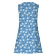 thumbnail image 6 of Itsame Womens Casual Dresses Printed Round Neck Thin Dress Blue Size S, 6 of 6