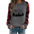 thumbnail image 1 of Sudadera de moda Gibobby con estampado navideño para mujer Top a cuadros negro L, 1 of 5