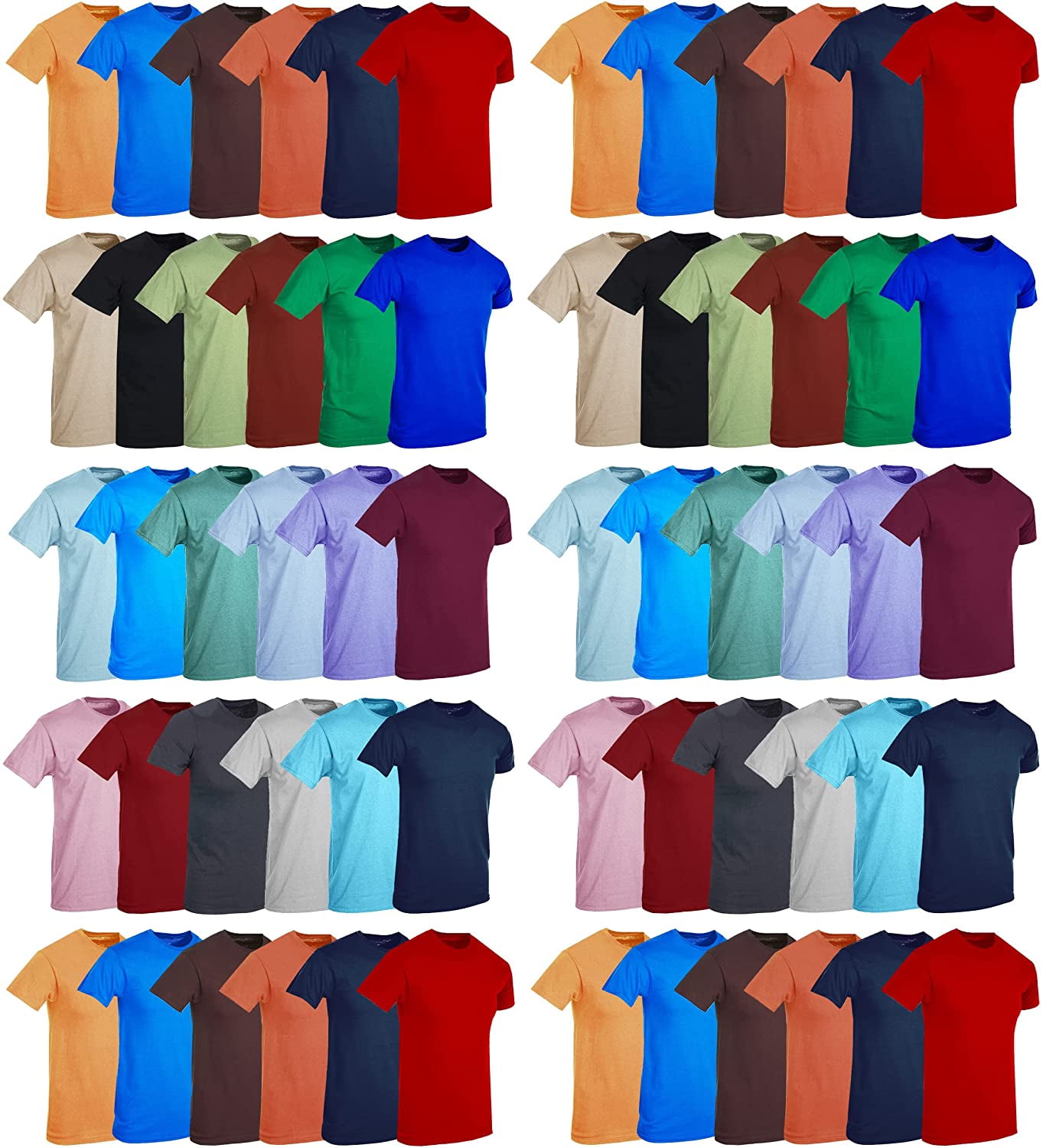60 of Bulk Mens Cotton Crew Tshirts, Assorted Wholesale Sleeve Tee (60 Pack Mens Tshirts Pack B, Small) - Walmart.com