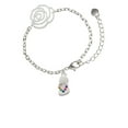 thumbnail image 2 of Delight Jewelry Silvertone Multicolored Flip Flop Silver-tone Flower Link Chain Bracelet, 6.75"+2" Extender, 2 of 4