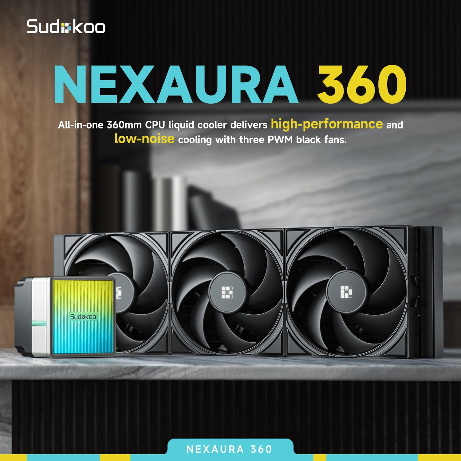 360 Liquid CPU Cooler: 360mm AIO CPU Cooler with PWM Pump & ARGB Pump Head - Water Cooling with FDB Fans for Intel LGA 1851/1700/1200/115X AMD AM5/AM4