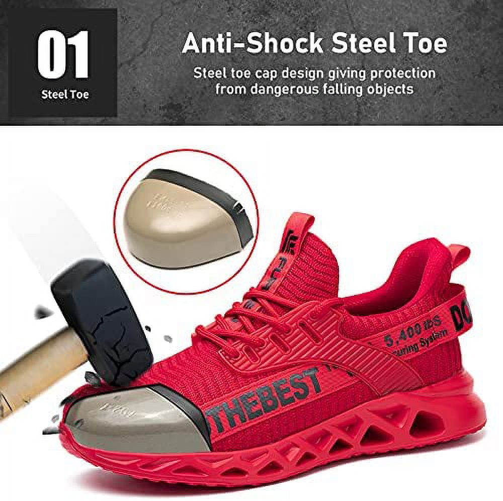 XGeek Steel Toe Shoes for Men Lightweight Indestructible Work Sneakers ...