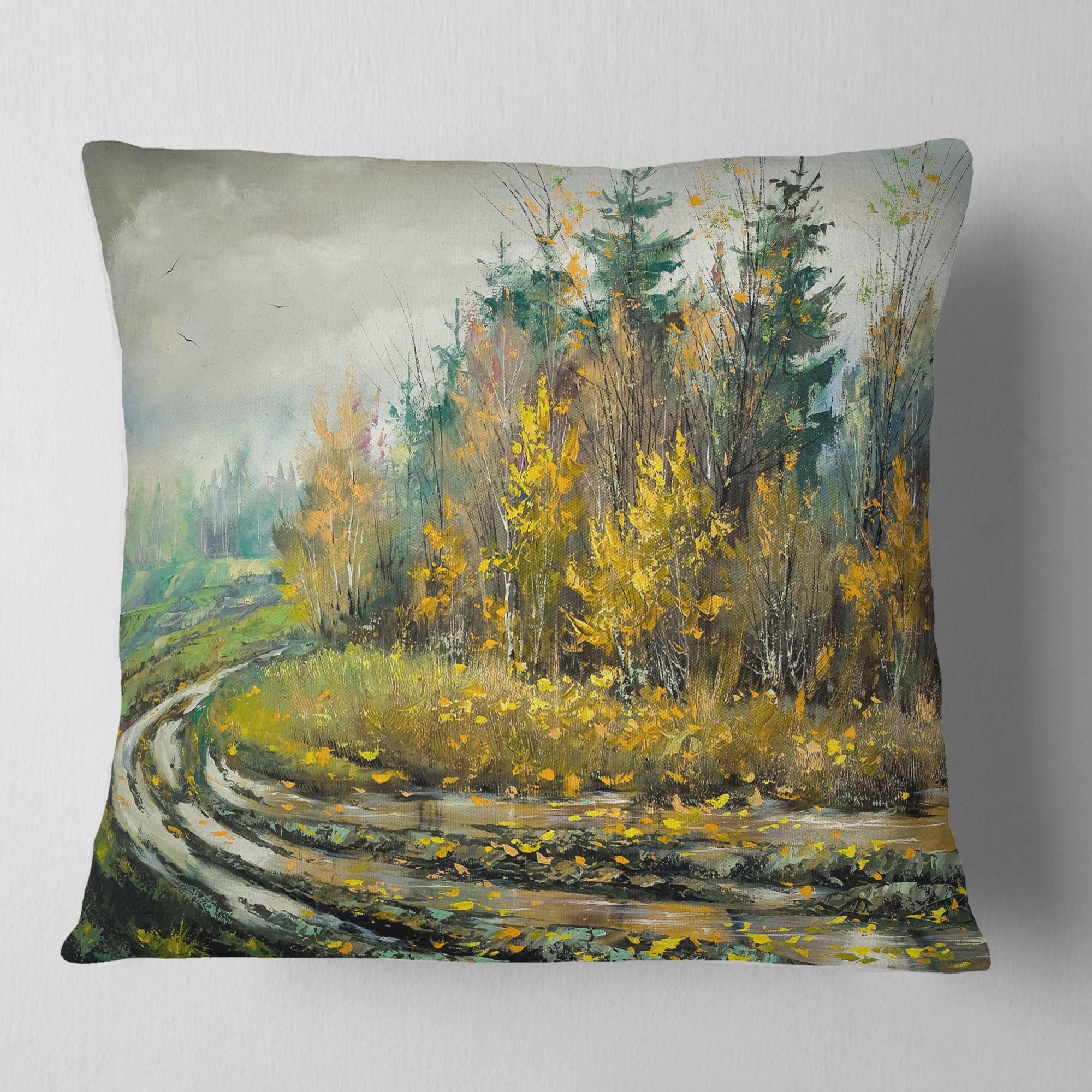 Designart River on a Decline - Landscape Printed Throw Pillow - 18x18
