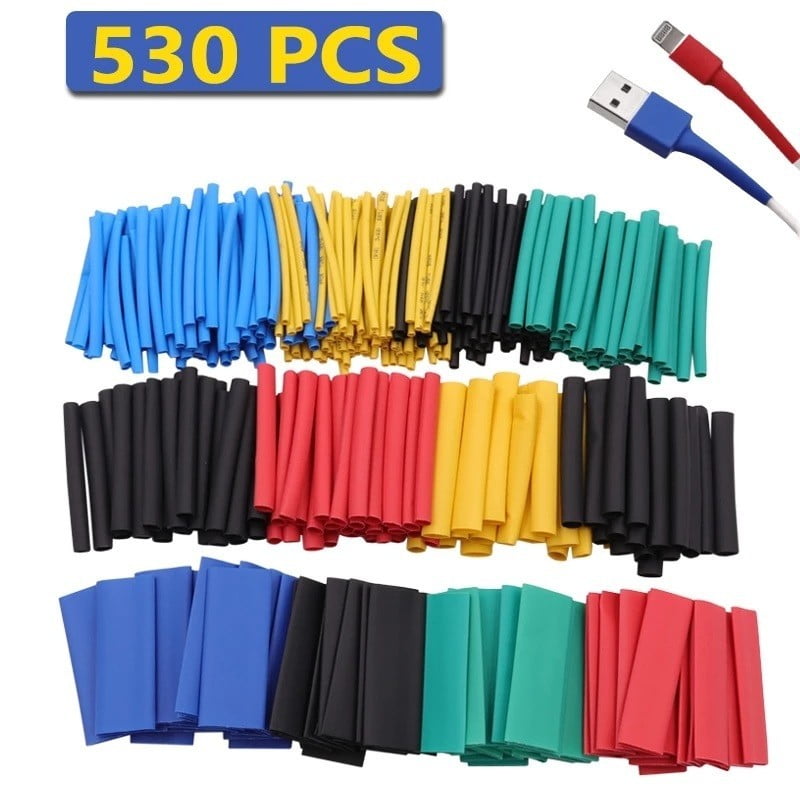 530 Heat Shrink Tubing Tube Sleeve Kit Car Electrical Assorted Cable Wire Wraps 