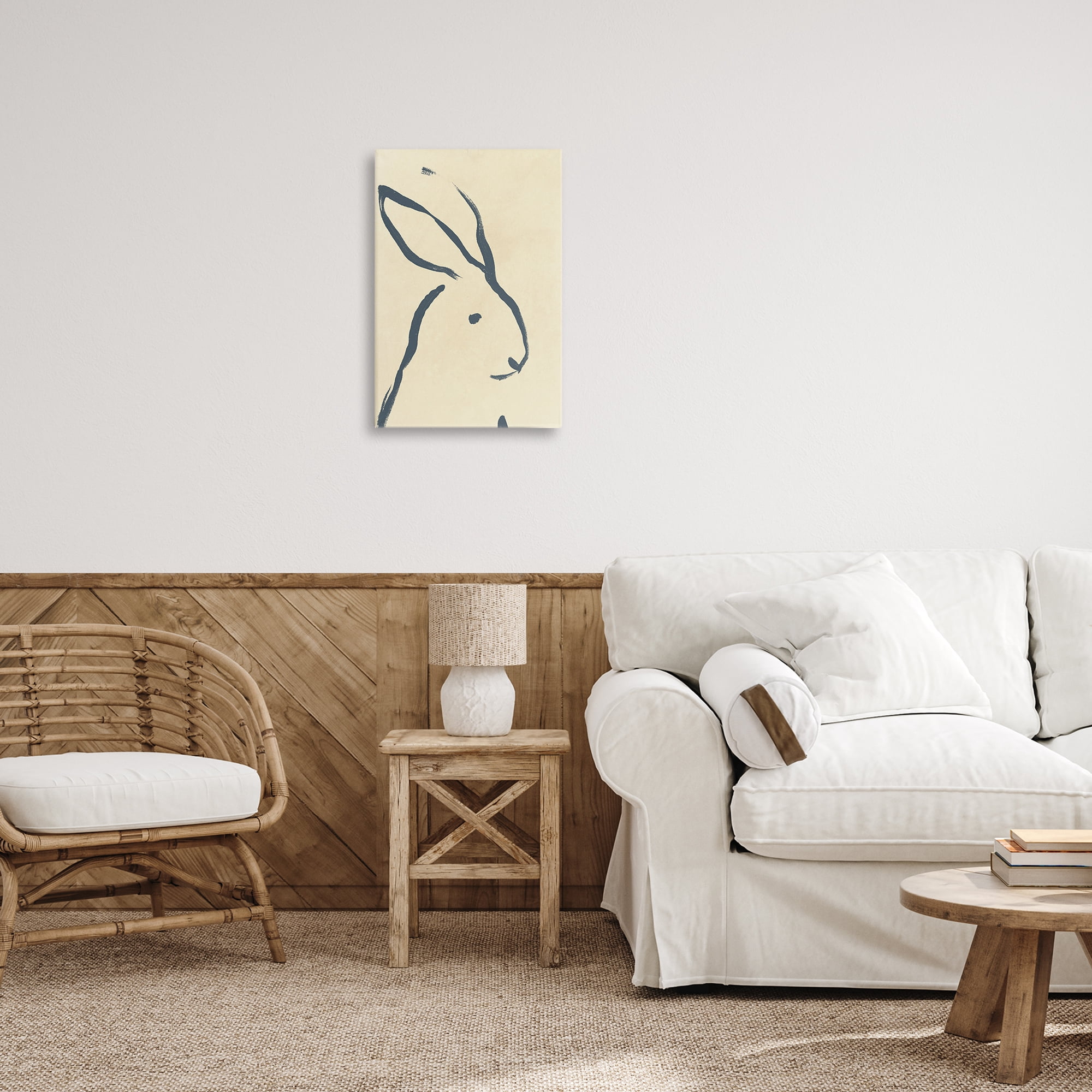 Stupell Industries Minimal Rabbit Doodle Animals & Insects Drawing Gallery Wrapped Canvas Art Print Wall Art, 16 x 24