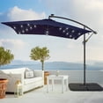 thumbnail image 3 of ACEGOSES 8.2x8.2ft LED Outdoor Square Patio Offset Hanging Umbrella with Base,Steel Ribs and Lights for Deck,Garden and Yard,Navy Blue, 3 of 8
