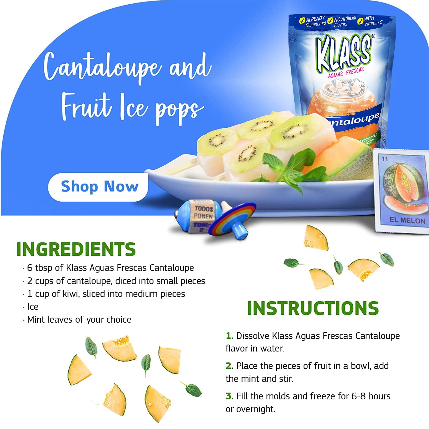 (6 pack) Klass Melon Naturally Flavored Drink Mix