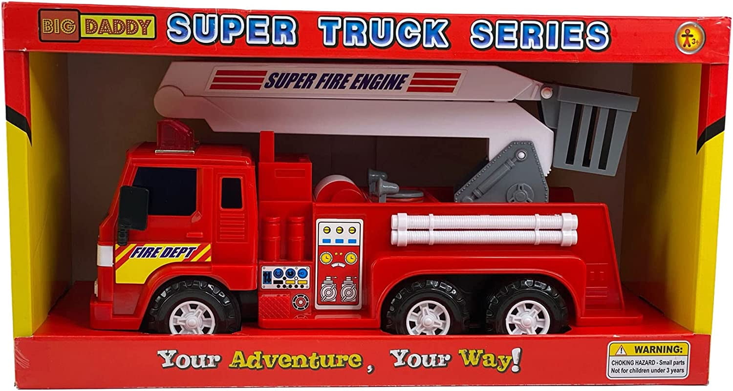 Big Daddy Medium Duty Friction Powered Fire Truck with Extendable Ladder  Holiday Toy Truck