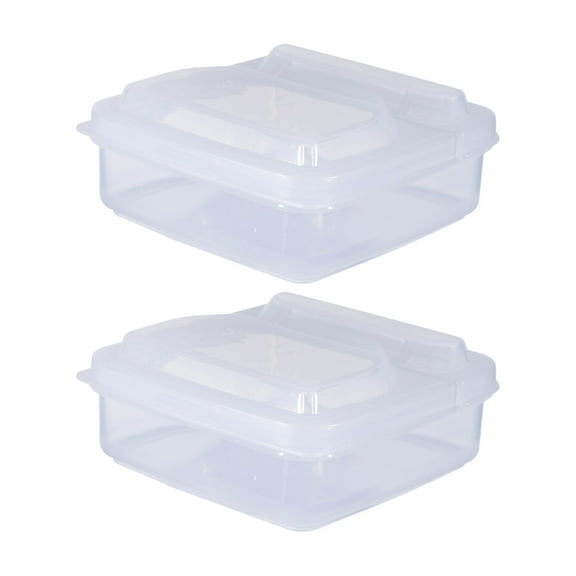 Jierger 2pcs Storage Box Refrigerator Special Scallion Garlic Fruit Crisper Box Household Clamshell Butter Block Packaging Box for Travel,School,Work,Kids Adults