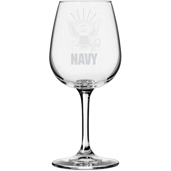 United States Navy Etched All Purpose 12.75oz Libbey Wine Glass