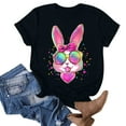 thumbnail image 4 of VBTAPA Funny Bunny Print T Shirt for Women Cute Grapic Tee Shirts Happy Easter Short Sleeve Tops on Sale Black L, 4 of 5