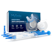 Mysmile Teeth Whitening Kit Tooth Whitening Bleaching Gel-LED Light, 44% Carbamide Peroxide, (3)3ml Gel Syringes and Tray