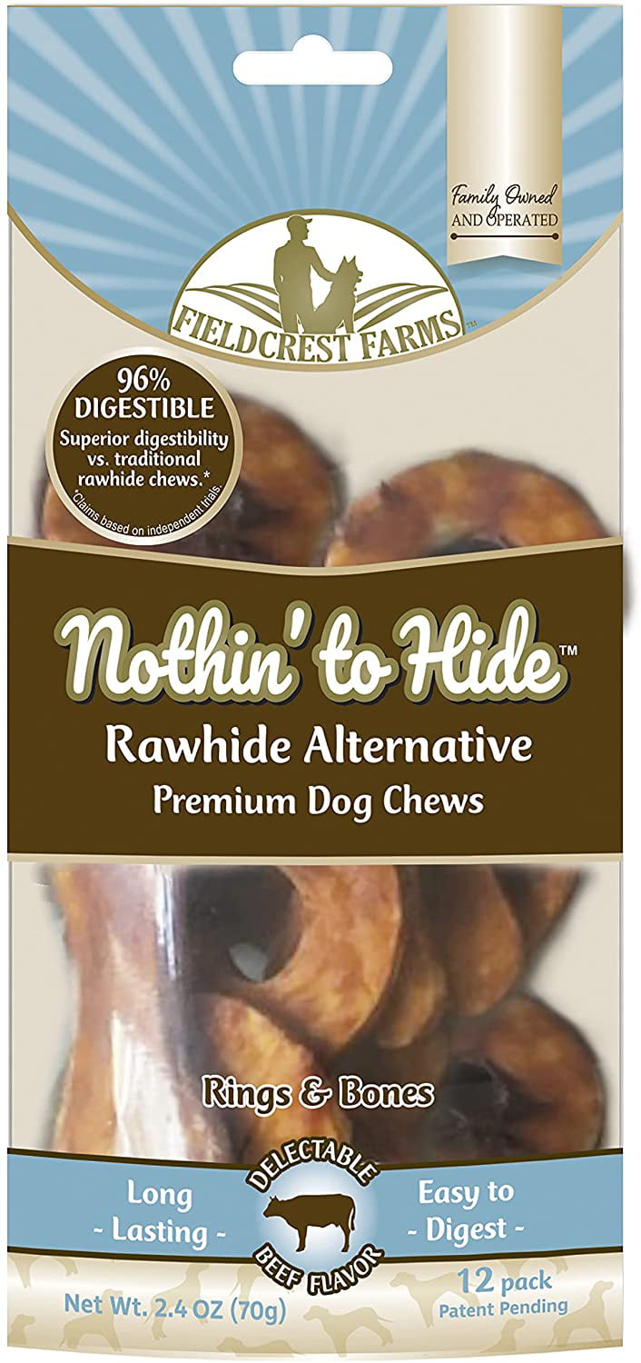12 Count Each Fieldcrest Farms 3 Pack of Nothin to Hide Chicken Rings and Bones Rawhide Alternative Dog Chews 