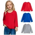 thumbnail image 2 of fatyb Boys Girls Long Sleeve Tees 3 Pack Kids Cotton Crewneck Undershirts Casual Solid Color T-Shirts, 2 of 7