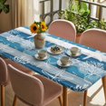 thumbnail image 3 of Blue Coastal Beach Table Cloths for 4 Foot Rectangle Tables, Nautical Starfish Coral Vintage Wooden Patio Waterproof Elastic Fitted Tablecloths, Washable Rectangular Table Cover for Camping, 3 of 8