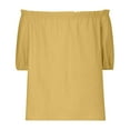 thumbnail image 6 of TKLPEHG Tops for Women Summer Off Shoulder Cotton Linen Top Lightweight Fashion Western Outfit for Women Solid Color Graphic Tee Regular Short Sleeve Blouses Leisure Blouses (Yellow,L), 6 of 6