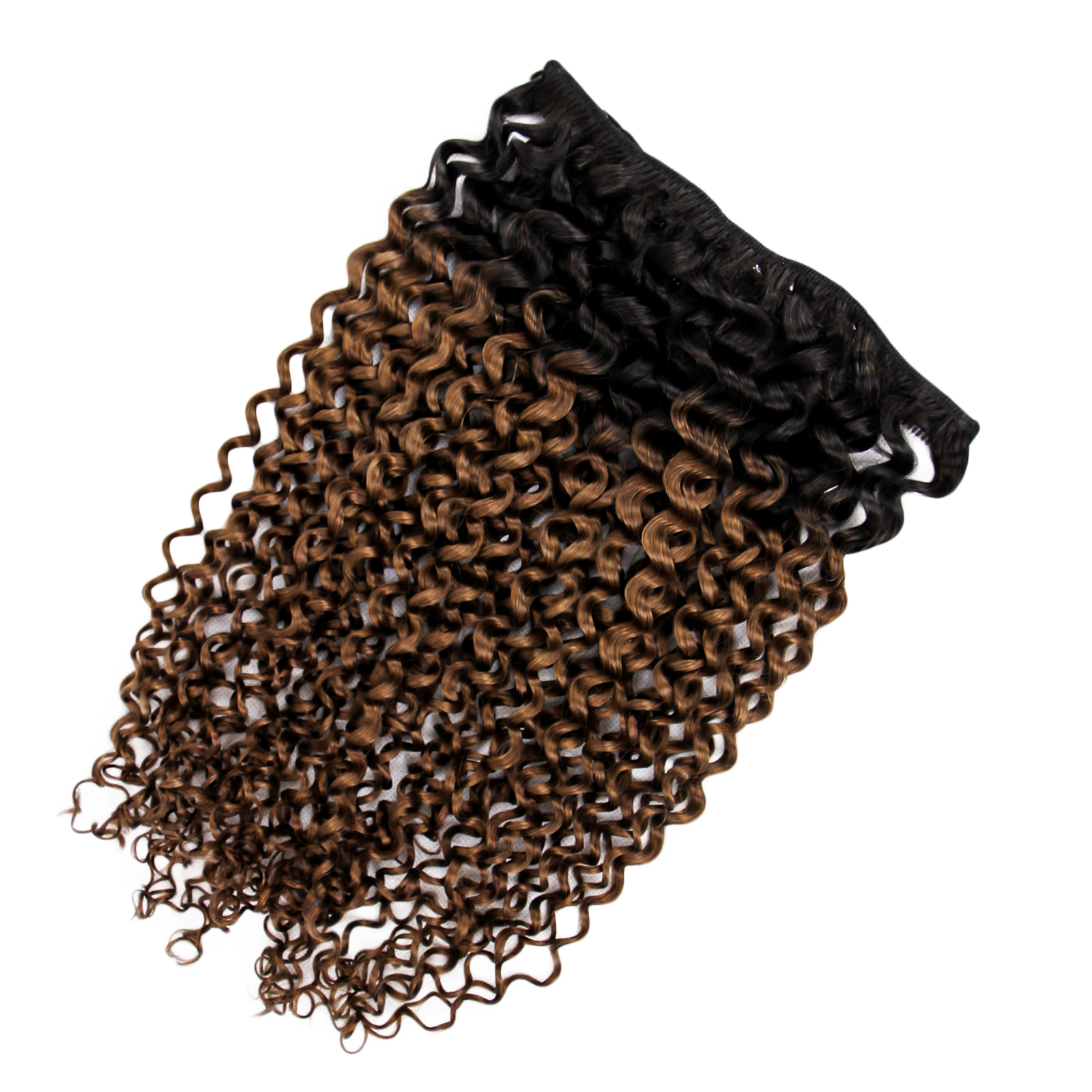 100% Human Hair Wig Curly 14" T1B/4 Ombre Brown Hair Heat Resistant Bleachable